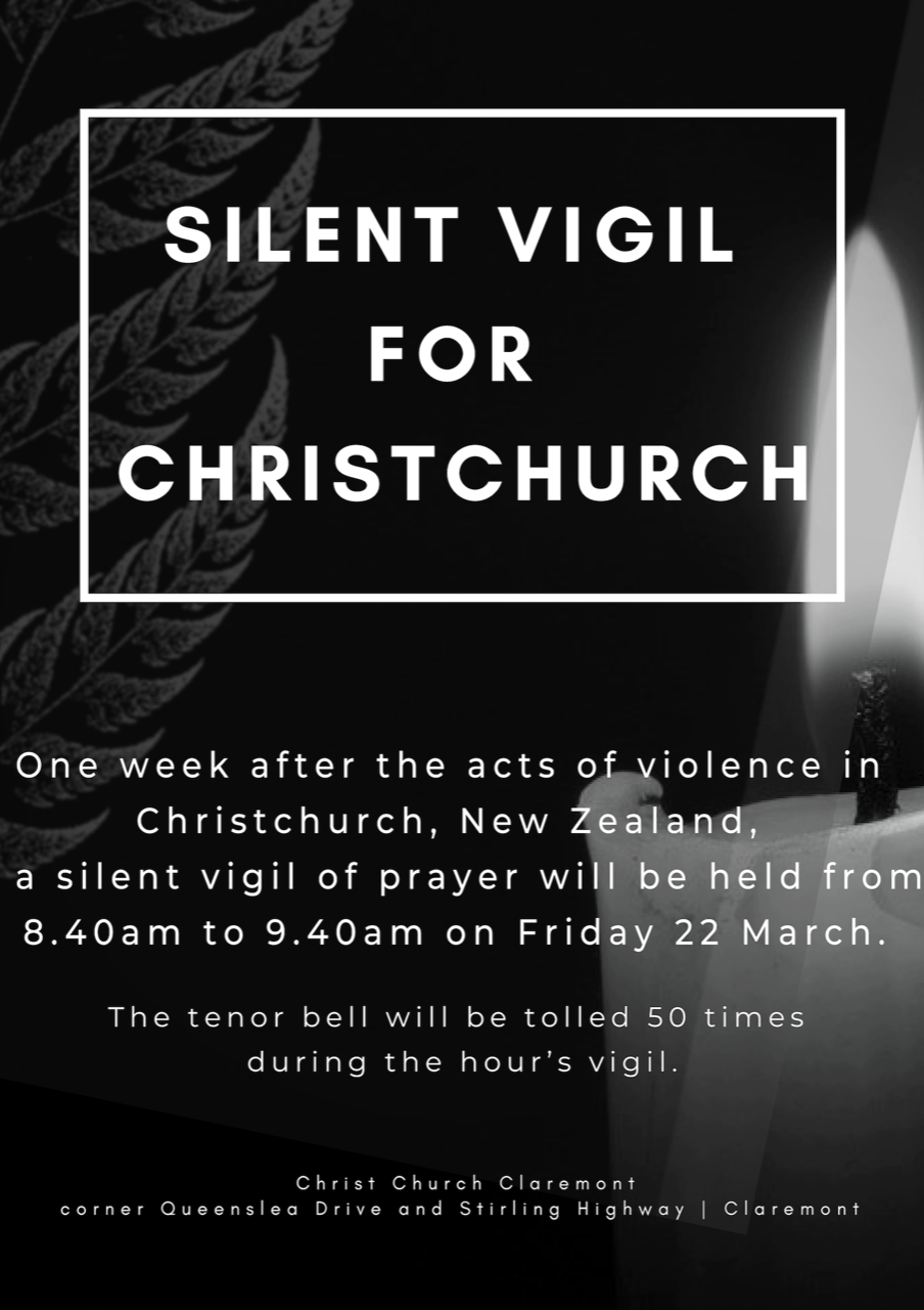 Silent Vigil for Christchurch, NZ Christ Church Claremont